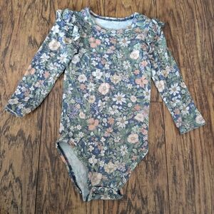 $ 💥3/$24 Posh Peanut‎ Jayla Floral Long Sleeve Ruffle Bodysuit